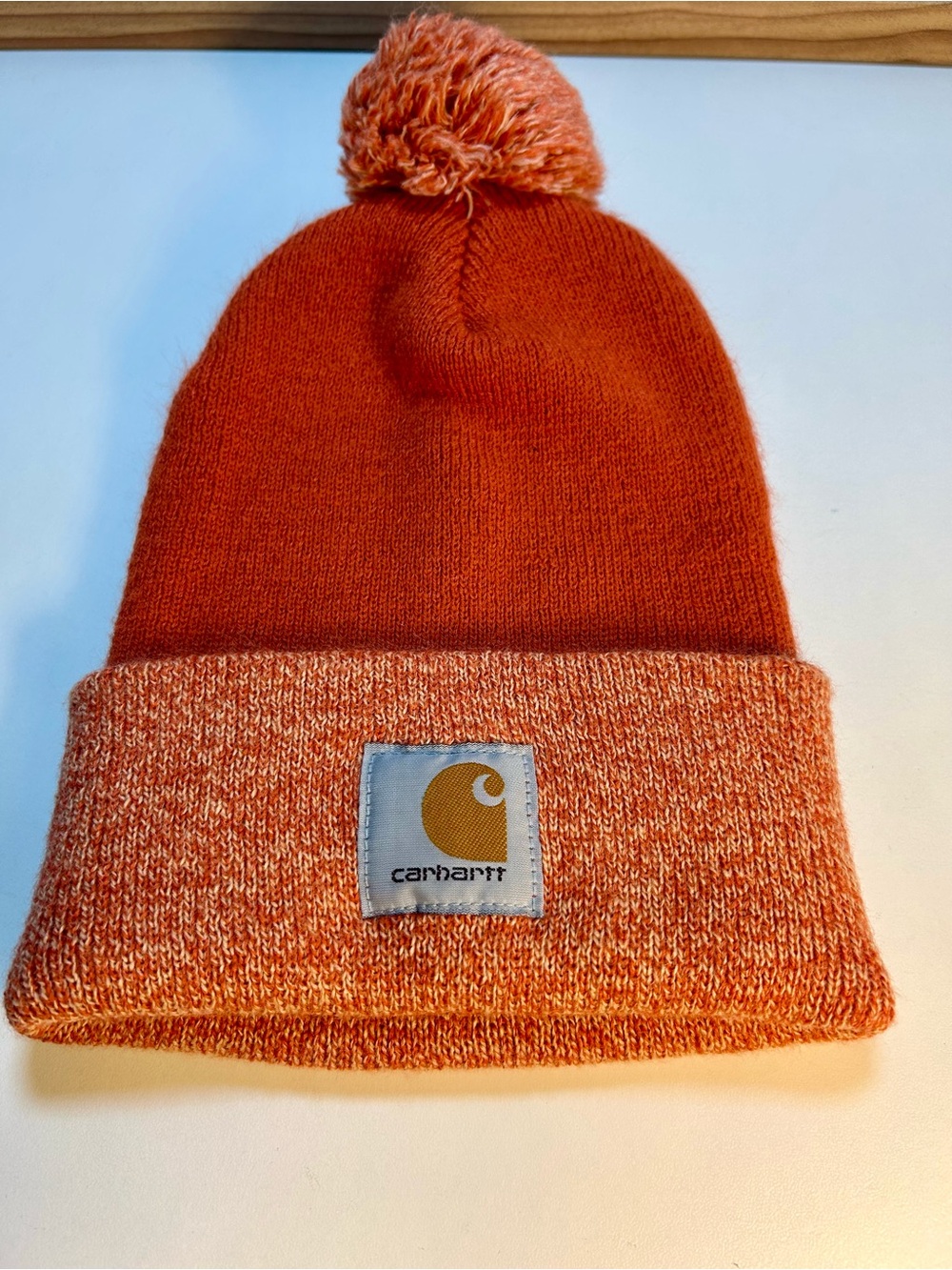 Carhartt Knit Two-toned Lookout Pom Beanie with Fold Cuff, OS, Unisex